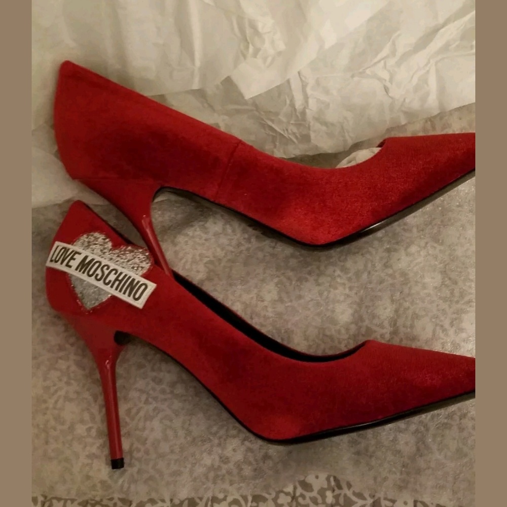 Love Moschino Red Velvet Hi Heel